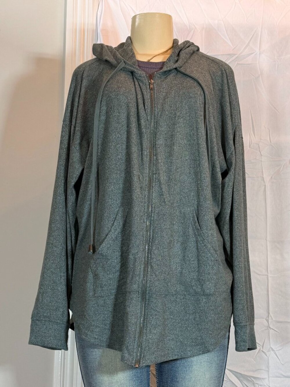 Maurices xtra soft comfy poly/spndx LS Green zip front Hoodie Women's XL